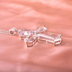 Divine Blessing Natural Clear Crystal Cross Necklace - The Master Healer Crystal