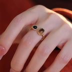 Bague en pierre Œil de Tigre naturel Rétro Melad Nouveau Luxe léger Design Sens Bague Courage