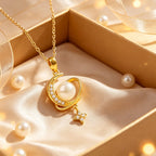 Collier lune et étoile en jade Hetian naturel