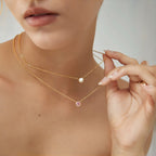 Dainty Birthstone Necklace | 925 Sterling Silver Colorful Crystal Pendant | Minimalist Clavicle Chain