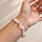 Natural Rose Quartz & Freshwater Pearl Bracelet - True Love Prelude