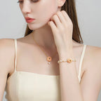 Bracelet perlé Fleur de cerisier Bracelet en émail grappe de fleurs Luxe léger
