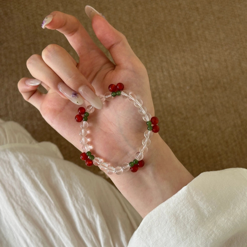Bracelet en quartz cerise transparent – Purifie, attire la richesse, renforce les relations