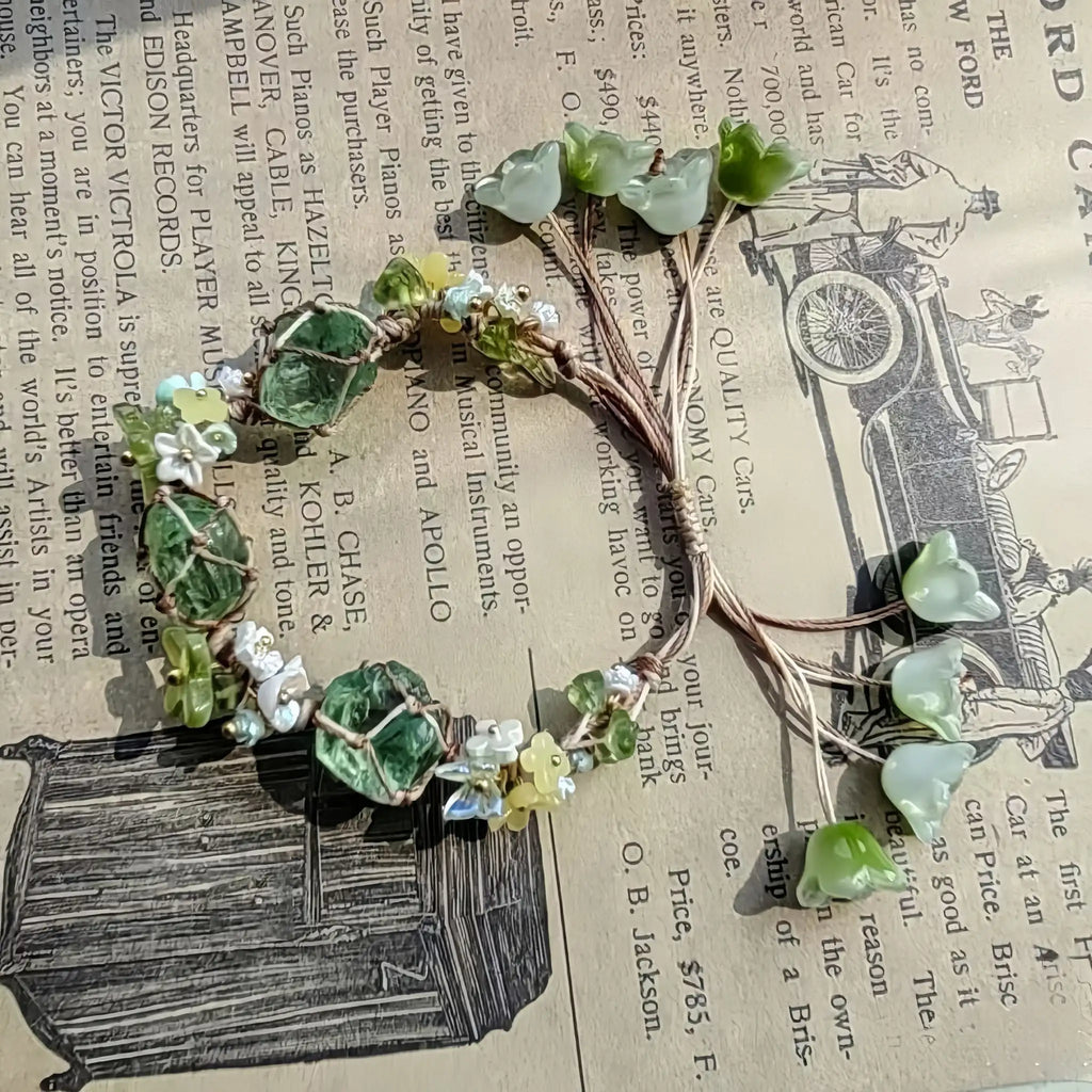 Natural Raw Crystal Braided Bracelet - For Positive Energy