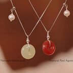 Natural Stone Ping An Kou Charm Necklace - Peace & Unity