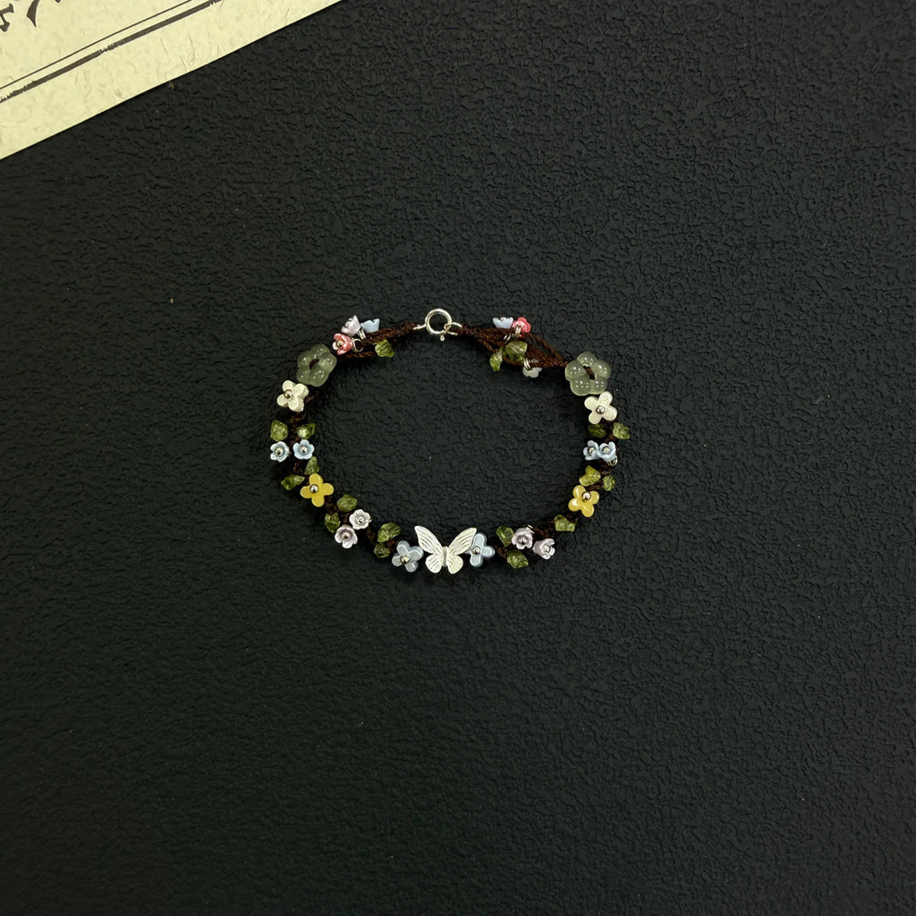 S925 Sterling Silver Butterfly Peridot Macrame Bracelet, Growth & Positive Energy Healing