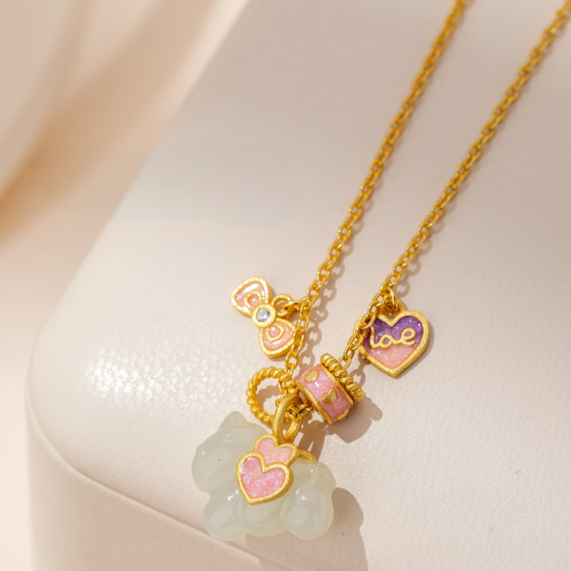 Pony Hetian Jade Necklace & Bracelet Jewelry Set - Lucky Protection