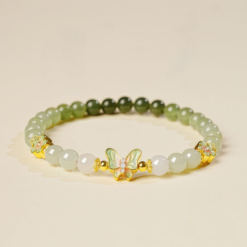 Butterfly Hetian Jade Gradient Bracelet - Calm Mind, Steady Good Fortune