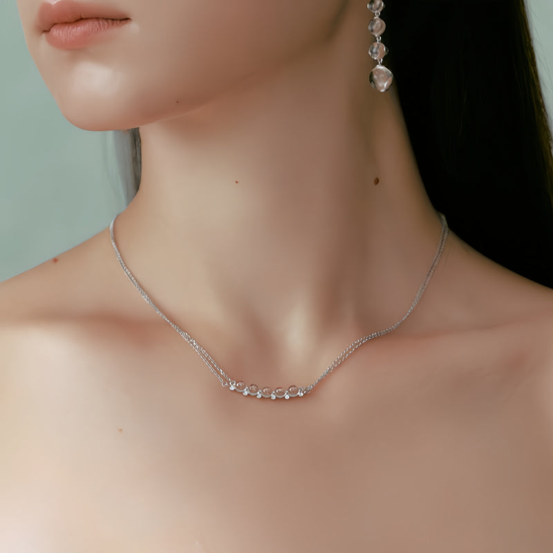 Natural Clear Quartz Bar Necklace · Purify & Attract Positive Vibes