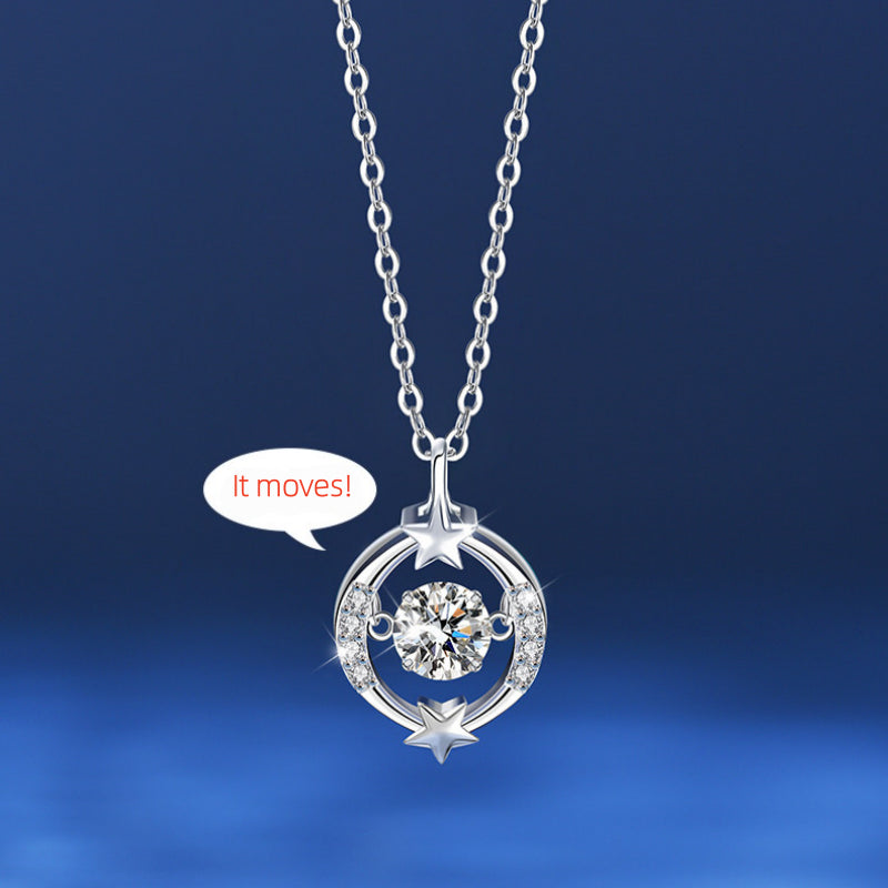 Moon & Star S925 Necklace - Celestial Lovers Night Sky Moon Star Talisman