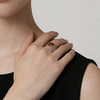 Bague Œil de Tigre Naturel S925 Creuse en Dentelle Niche Simple Haut de Gamme Tempérament Polyvalent Bague Femme