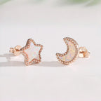 Moon Star Opal Rose Gold Earrings - Positive Energy Chase Negativity