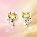 Boucles d'oreilles clous renard en citrine naturelle