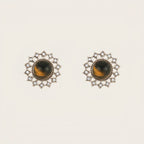 Boucles d'oreilles clous tournesol œil de tigre — Cristal rétro de niche pour la fortune et le succès