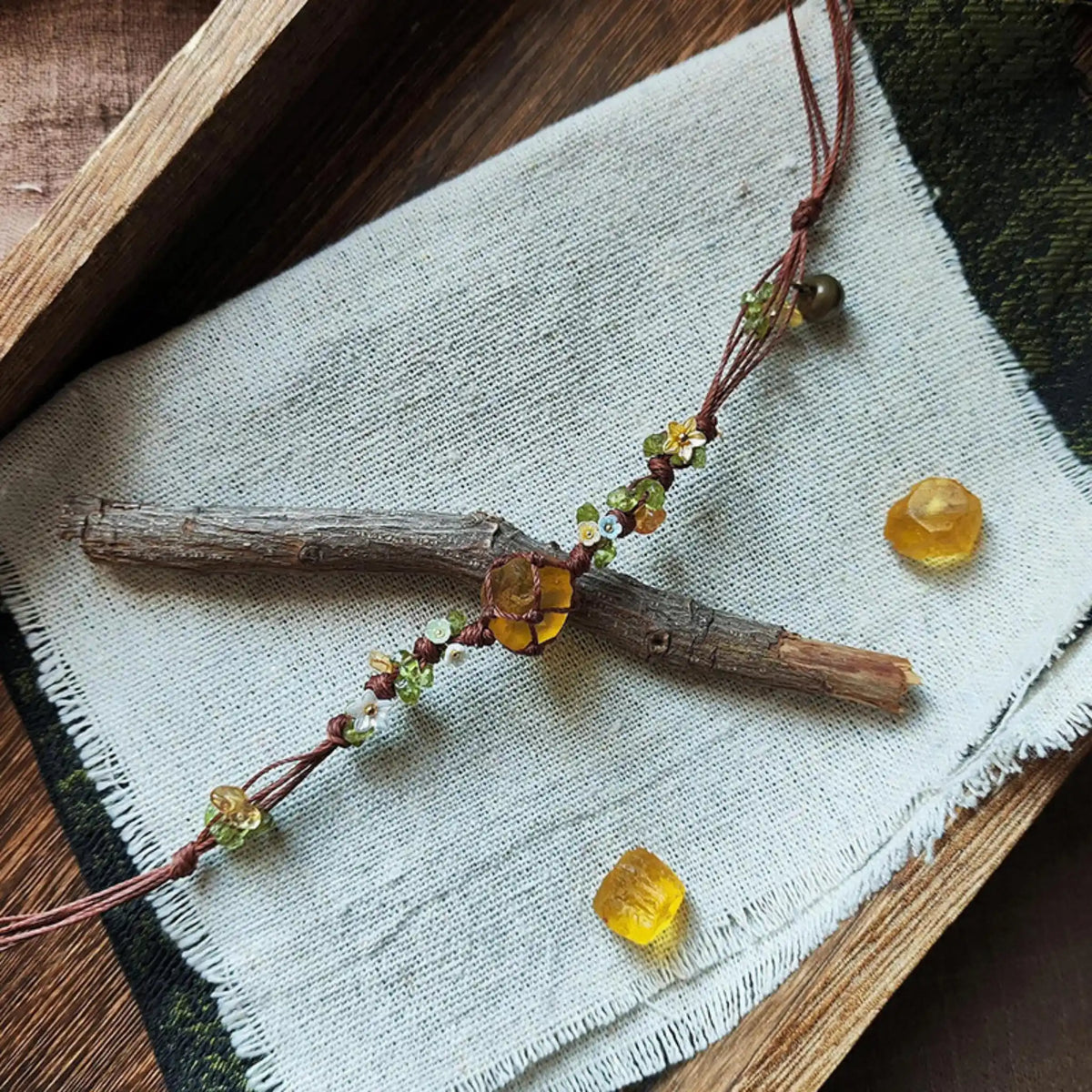 Natural Yellow Fluorite Hand Braided Bracelet - Confidence & Manifestation Energy