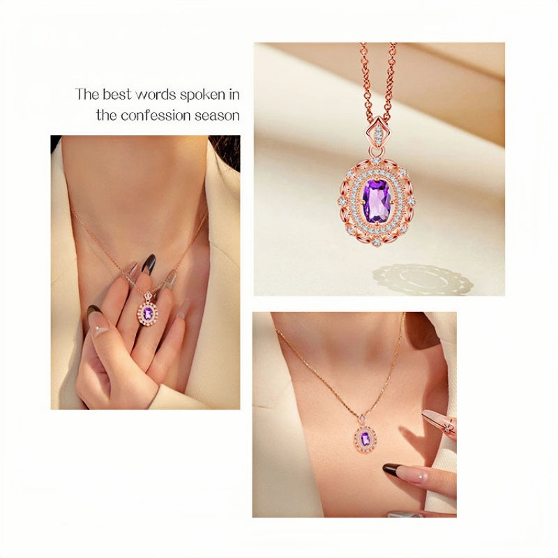 Collier en cristal naturel « Lavender Glow »