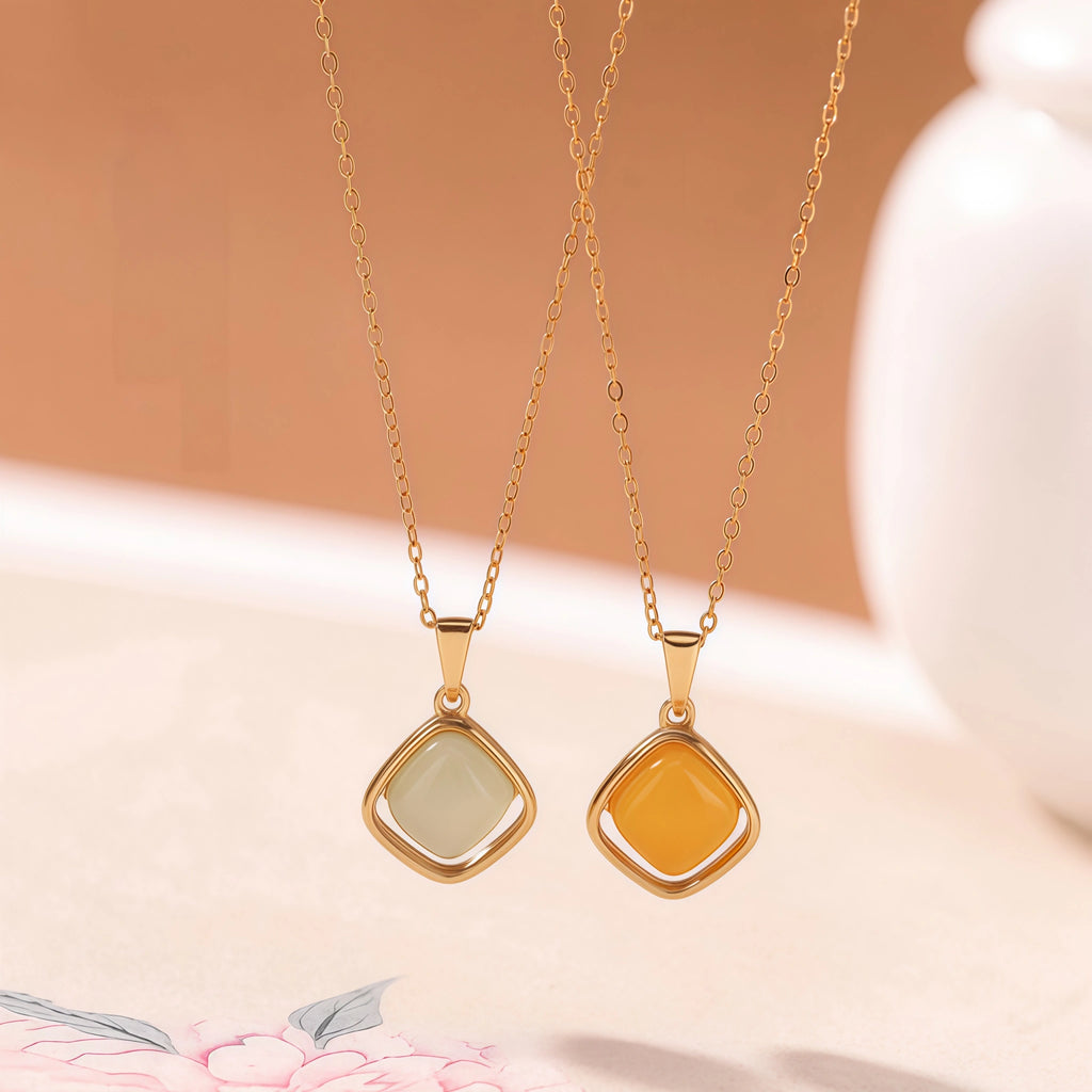 Luxury Gold Square Pendant Necklace - Stability & Protection