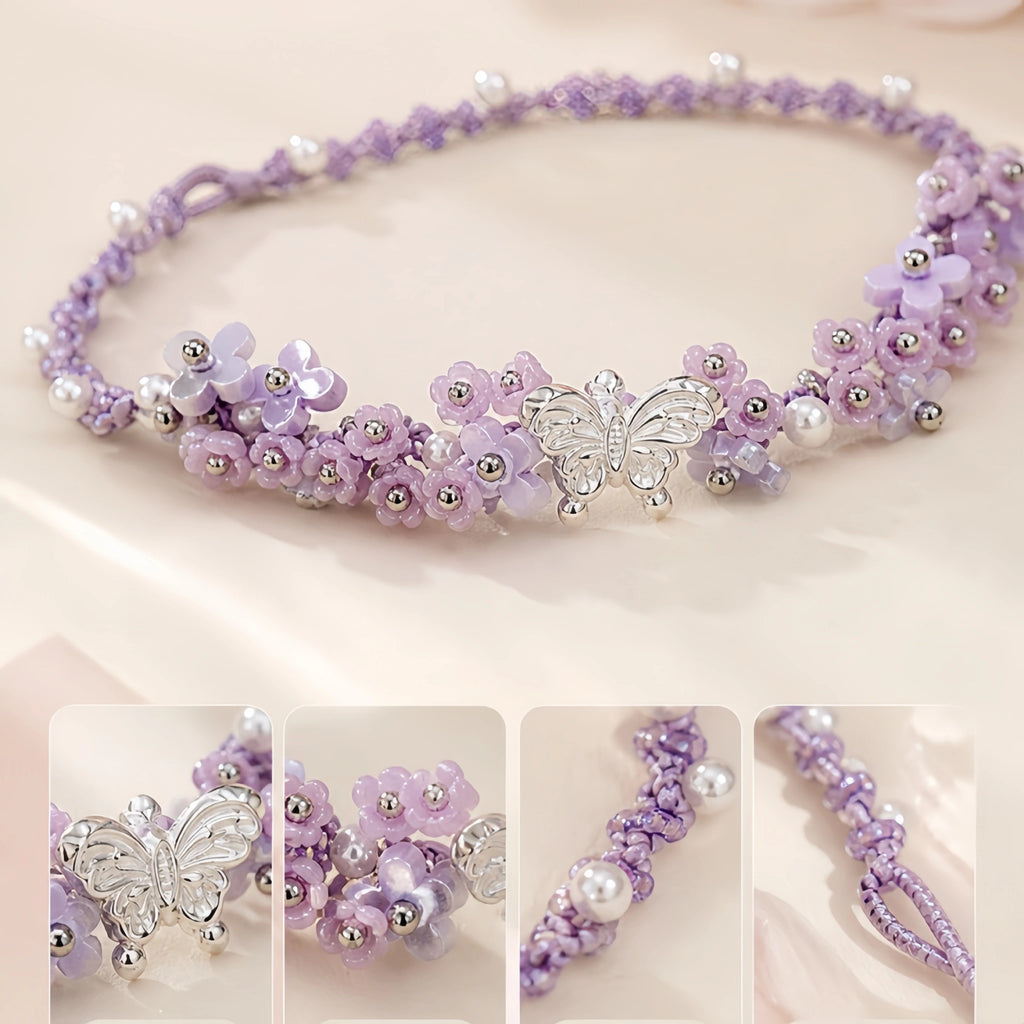 Bracelet tressé floral fait main