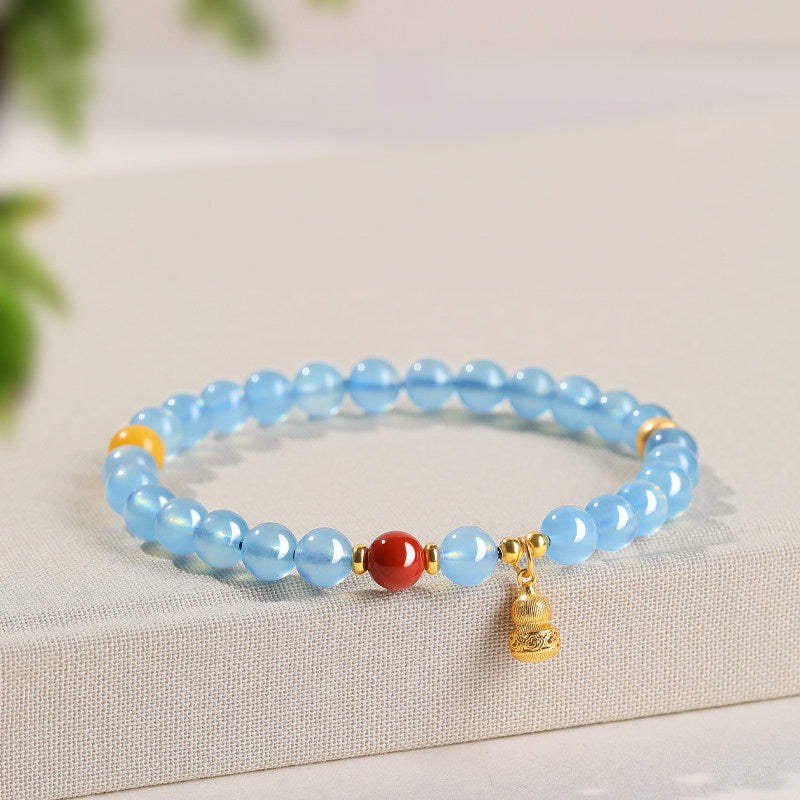 Bracelet en aigue-marine naturelle « Gourde de fortune »