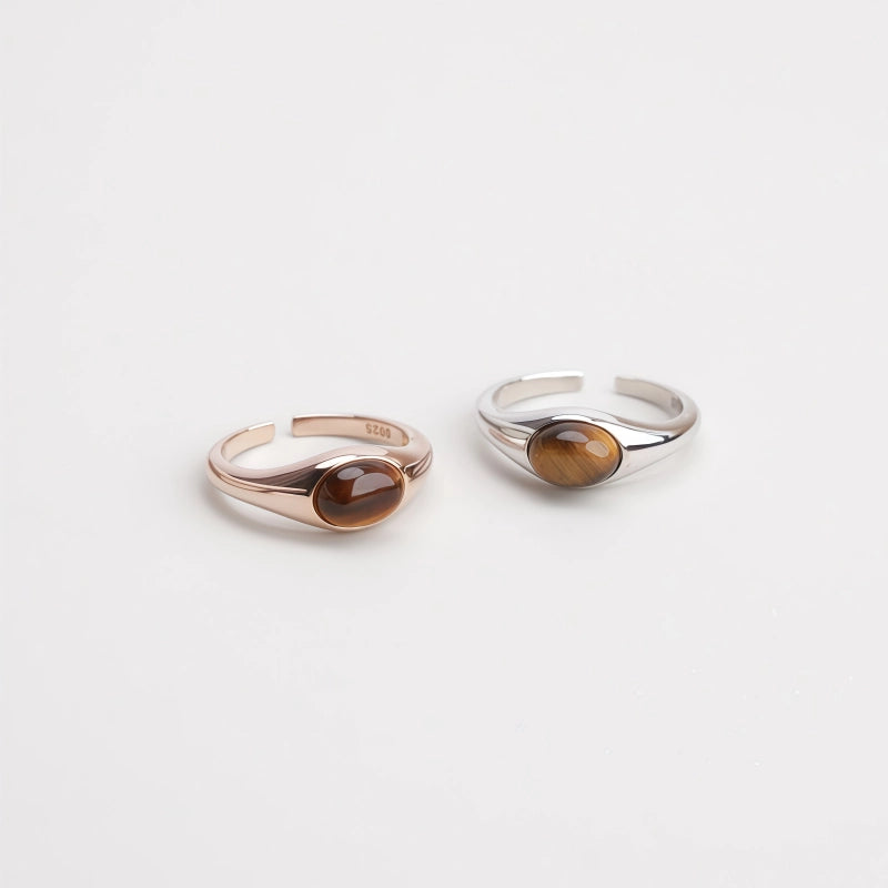 Natural Tiger Eye Stone Ring With Retro Temperament, Light Luxury Versatile Ring