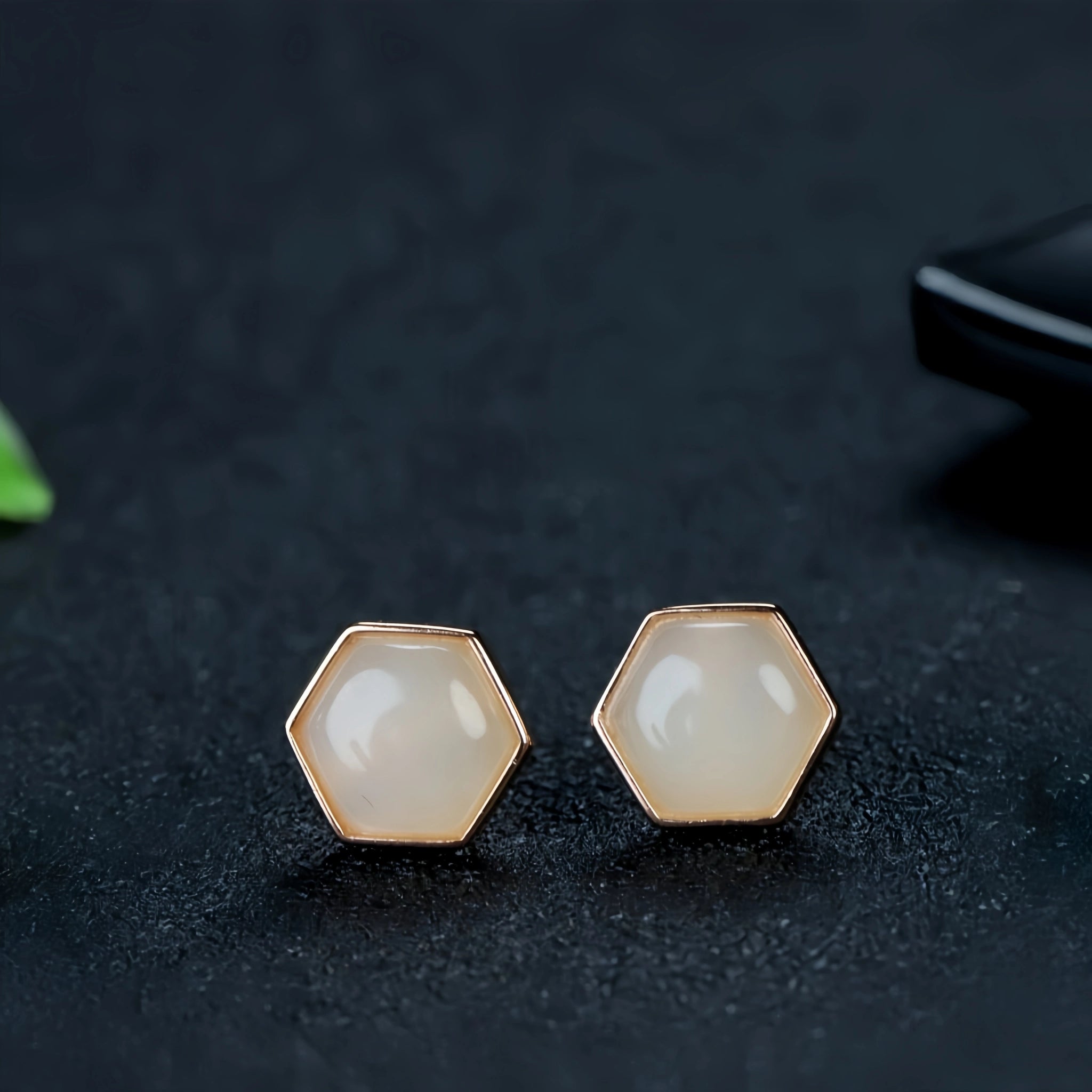 Natural Hetian Jade Hexagonal Ring & Earrings Set - Nurture Body & Soul