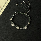 S999 Fine Silver Lotus Hand Braided Blue & Green Bracelet - Peace & Purification Energy