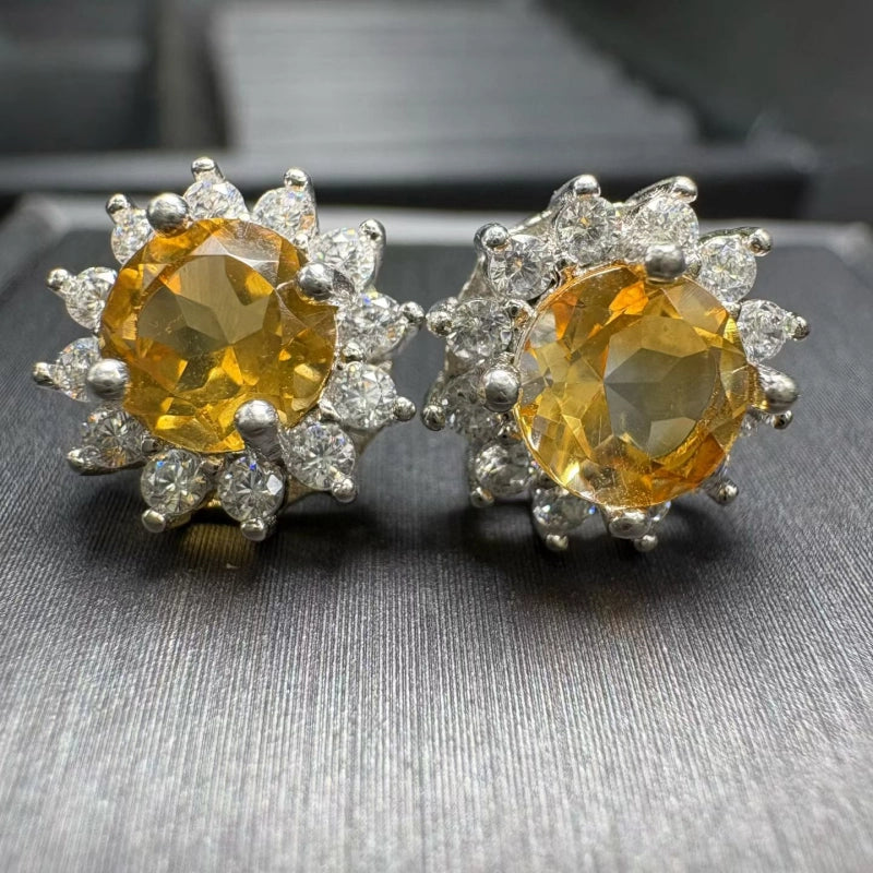 Natural Citrine Earrings - Sunflowers Thrive, Always Facing the Light