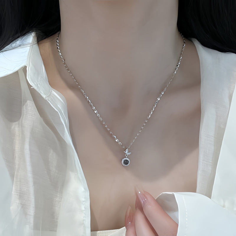 Natural Aquamarine Butterfly Necklace - Gentle as Water, Free as a Butterfly