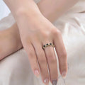 Natural Tiger Eye Stone Ring with Geometric Opening Ring - The Stone of Courage for Career Success