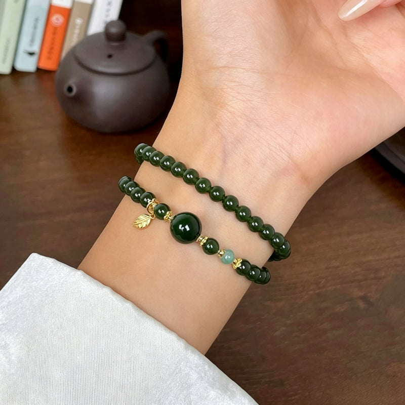 Bracelet en jade Hetian naturel Lotus Éclat Pur