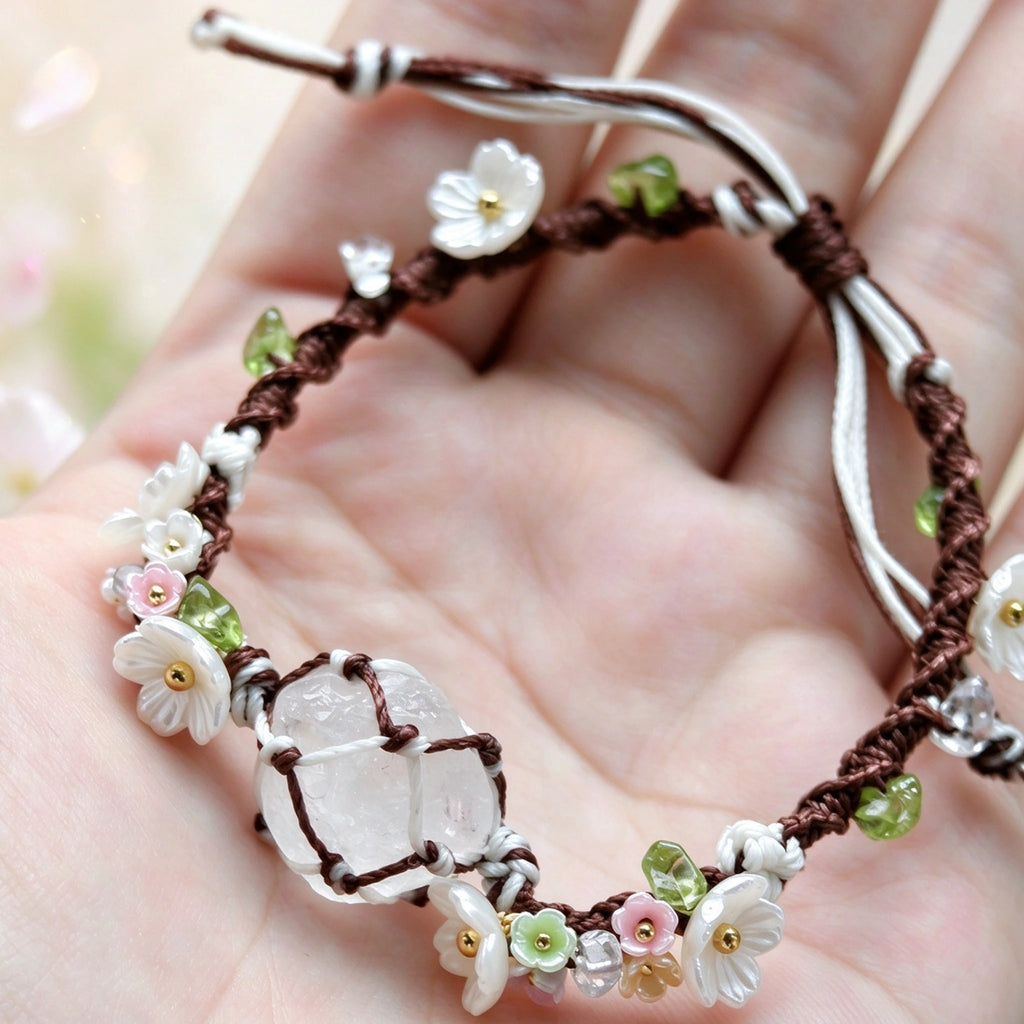 Handwoven Crystal Macrame Bracelet, 5 Styles Available, Natural Stone Energy Healing Bracelet for Women