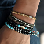 Natural Stone Abacus Bead Stackable Bracelet - Stone Abacus Beads