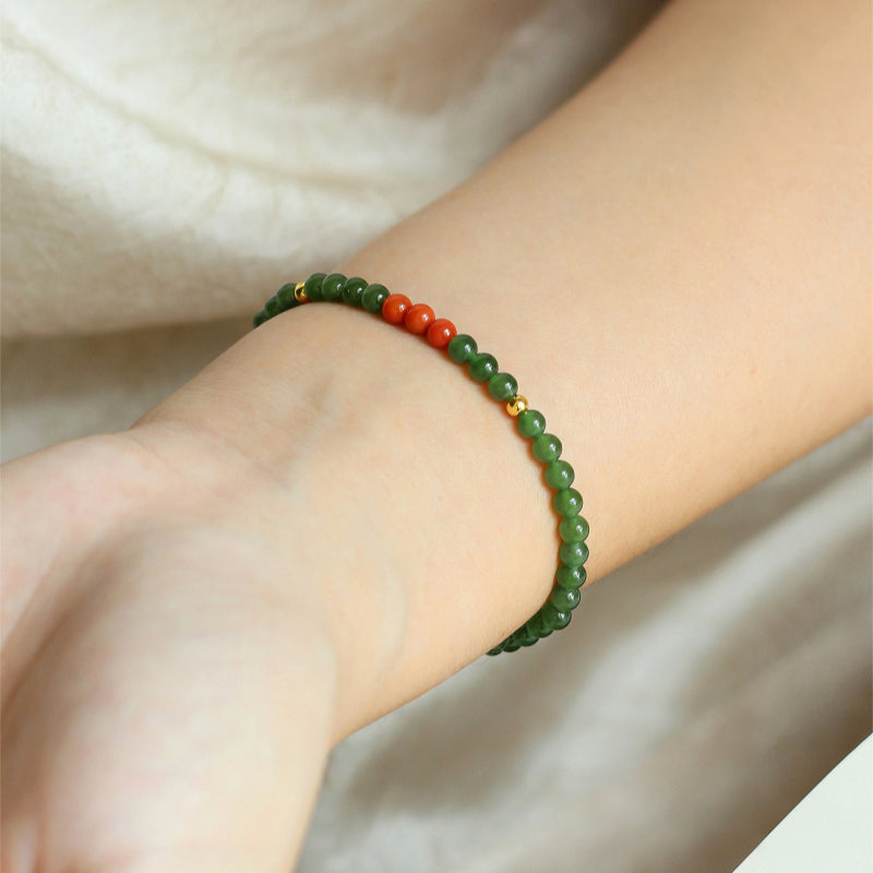 Bracelet en jade Hetian naturel Lotus Éclat Pur