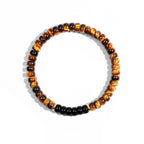 Natural Flat Disc Black Onyx & Tiger Eye Bracelet for Men - Attract Wealth & Stabilize Career, Valentine Gift for Boyfriend