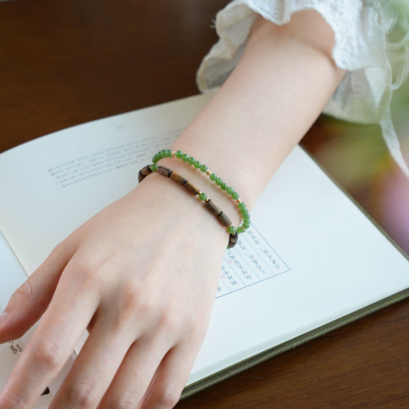 Bracelet en jade Hetian naturel Lotus Éclat Pur