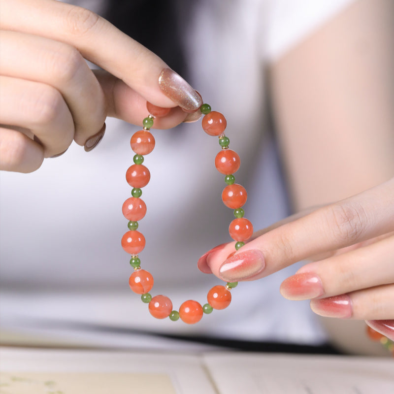Southern Red Jasper & Hetian Jade Bracelet — Calm Energy for Busy Days