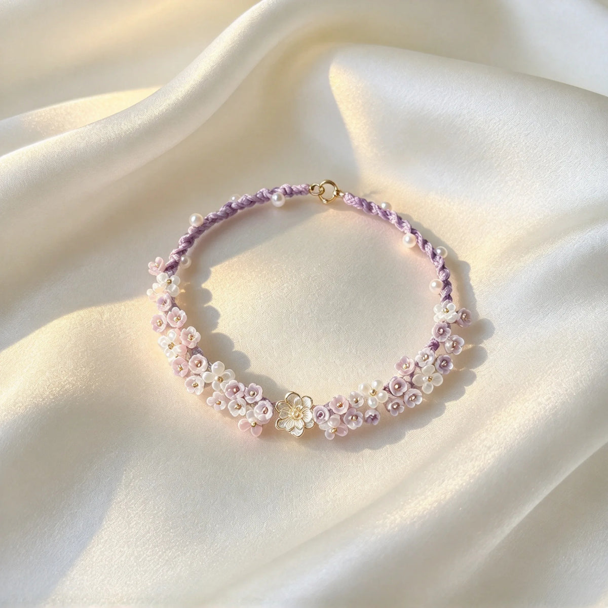 Iris Purple Lotus Woven Bracelet - Symbol of Purity & Serenity