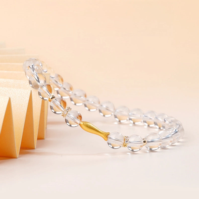 Natural Clear Crystal Bracelet - Koi for Wealth & Good Luck