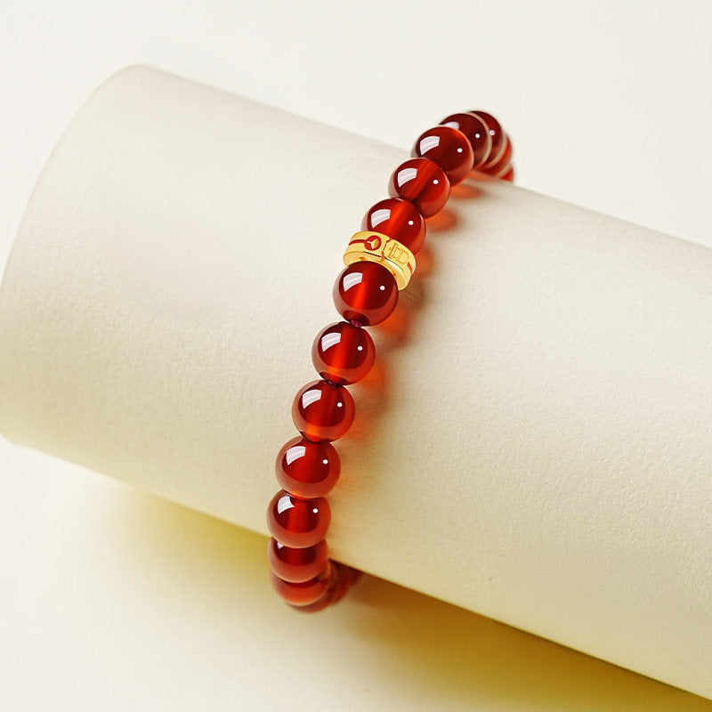 Natural Garnet Beaded Bracelet - Attract Good Fortune & Warm Vibes