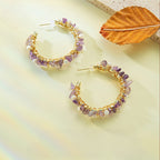 Natural Amethyst & Pearl Necklace/Earrings Jewelry Set - Gentle Emotional Healing