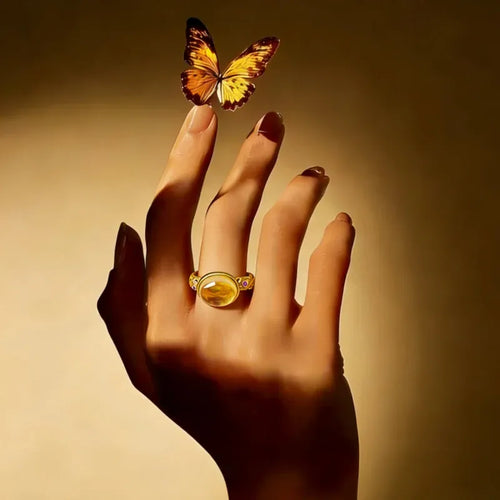 Bague en Citrine Naturelle "Golden Fortune Energy"