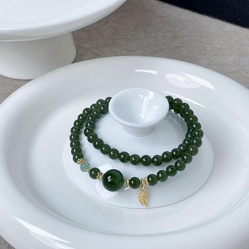 Bracelet en jade Hetian naturel Lotus Éclat Pur