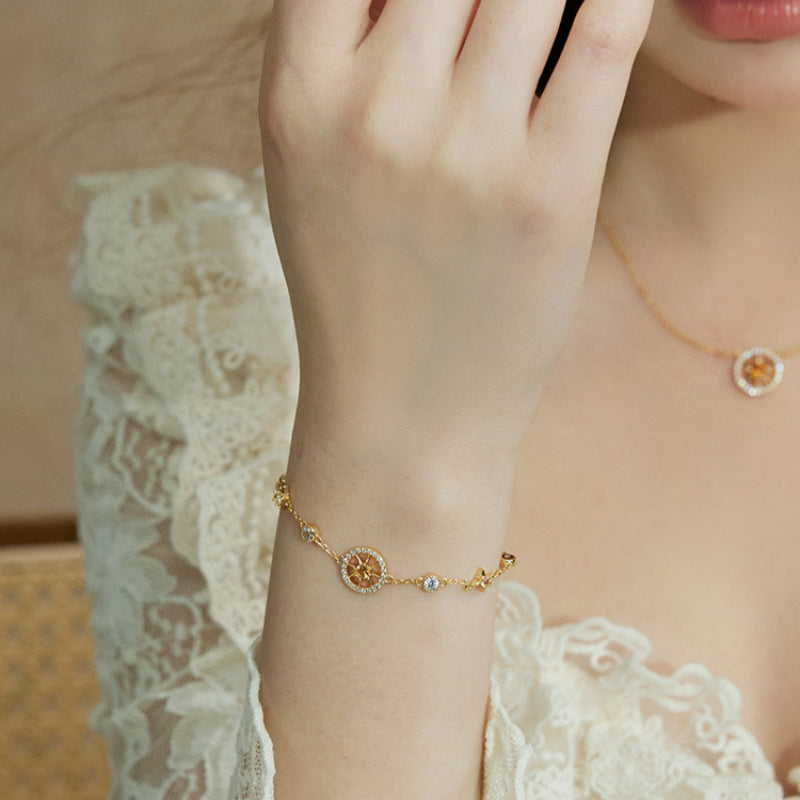Abundance Compass Natural Citrine Necklace/Bracelet Set - Wealth & Opportunity