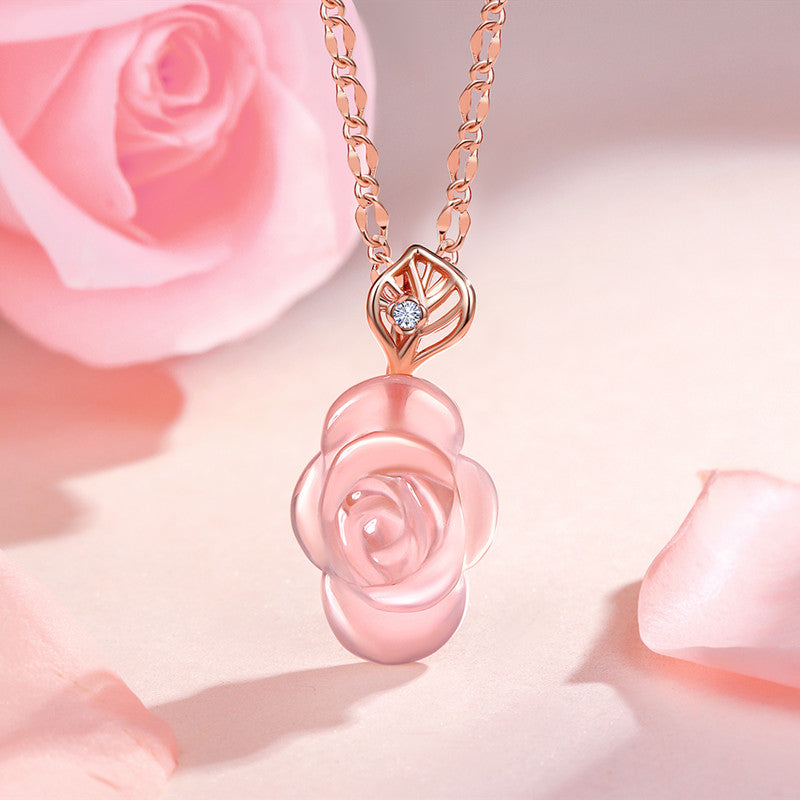 Natural Rose Quartz Necklace, Earrings & Ring Jewelry Set - guards sweet relationships
