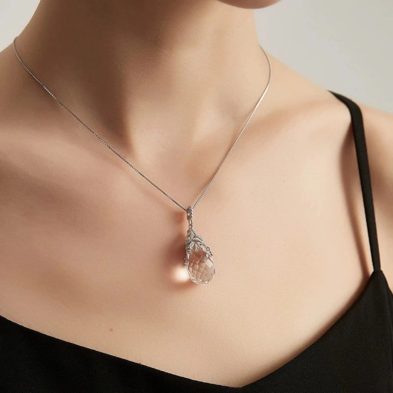 Snow Drop Natural Crystal Necklace
