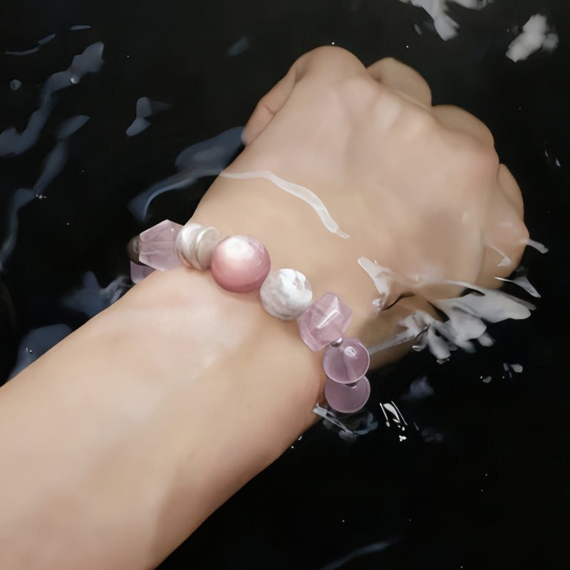 Rose Quartz & Snow Phantom & Pearl Bracelet – Attract Love, Soothe Emotions