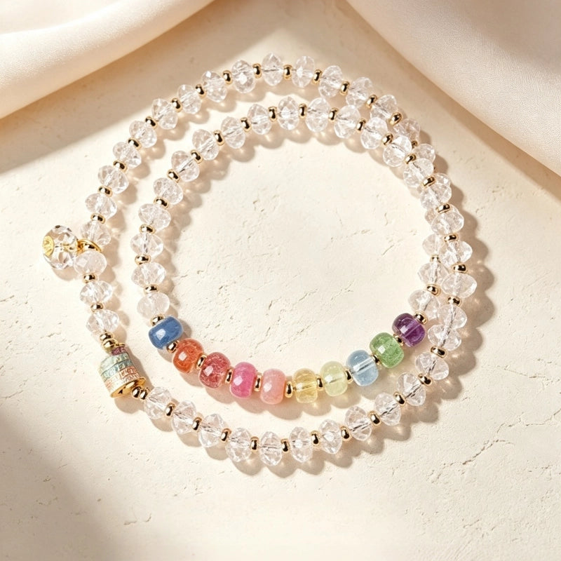 Rainbow Clear Quartz Bracelet – Purify Aura, Amplify Joy, Attract Abundance