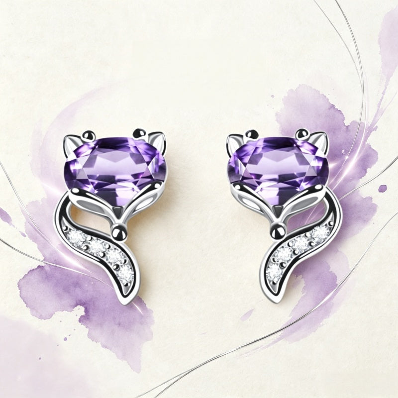 Mystic Fox Natural Amethyst Studs - Treat Yourself to A Touch of Grace and Charm