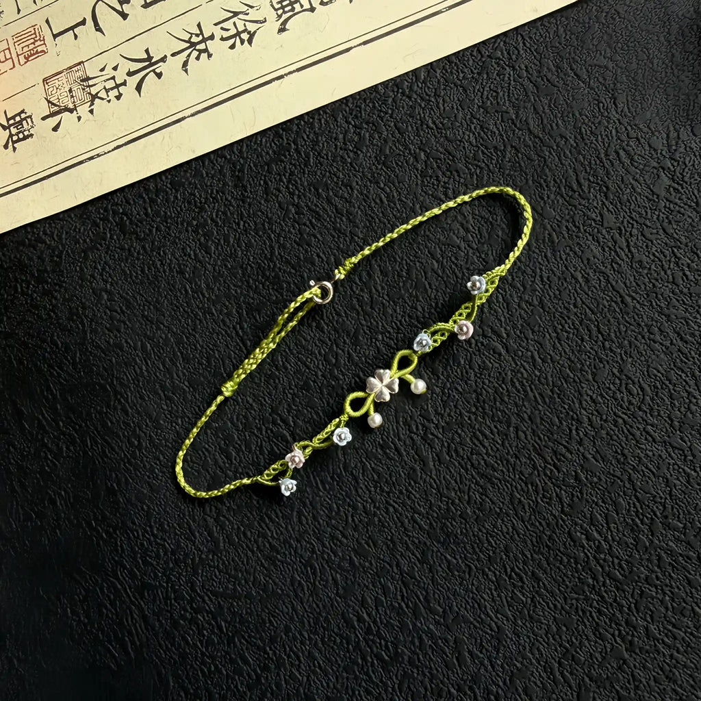 Four-leaf Clover Butterfly Braided Bracelet - Embrace Good Luck