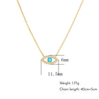 Devil's Eye Necklace, Pure Silver Zircon Vintage Collarbone Chain